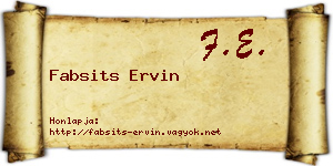 Fabsits Ervin névjegykártya