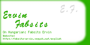 ervin fabsits business card